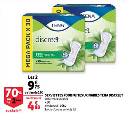 serviettes pour fuites urinaires tena discreet