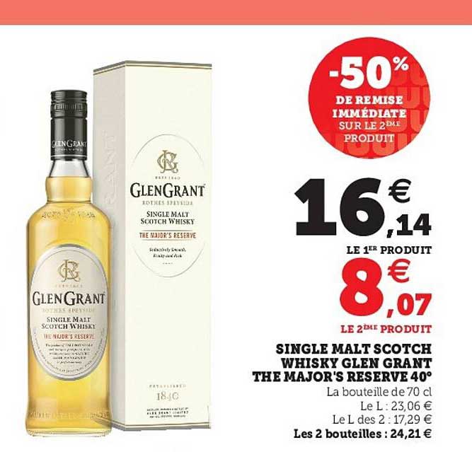 single malt scotch whisky glen grand the major's reserve 40°