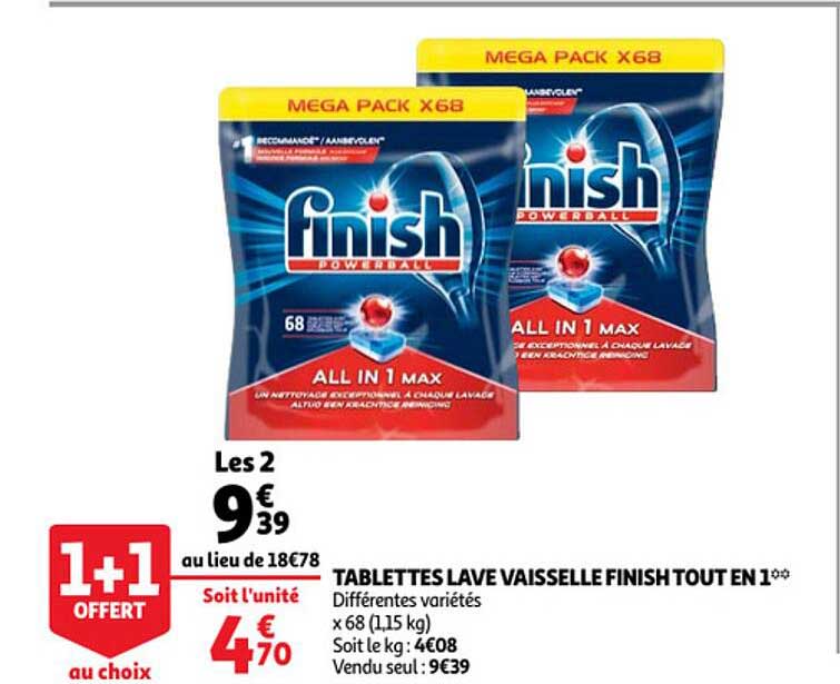 tablettes lave vaisselle finish tout en 1