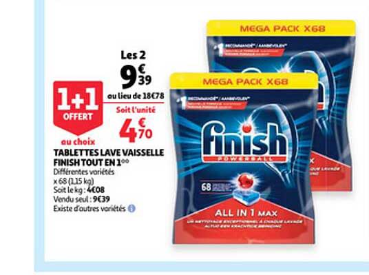 tablettes lave vaisselle finish tout en 1