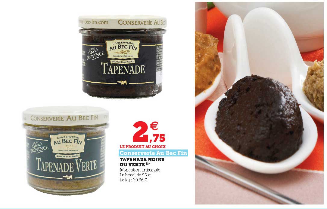 tapenade noire ou verte conserverie au bec fin