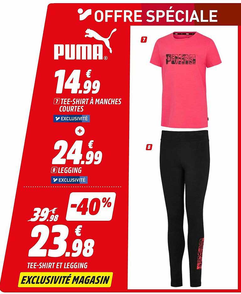 tee-shirt à manches courtes, legging, tee-hirt et legging puma