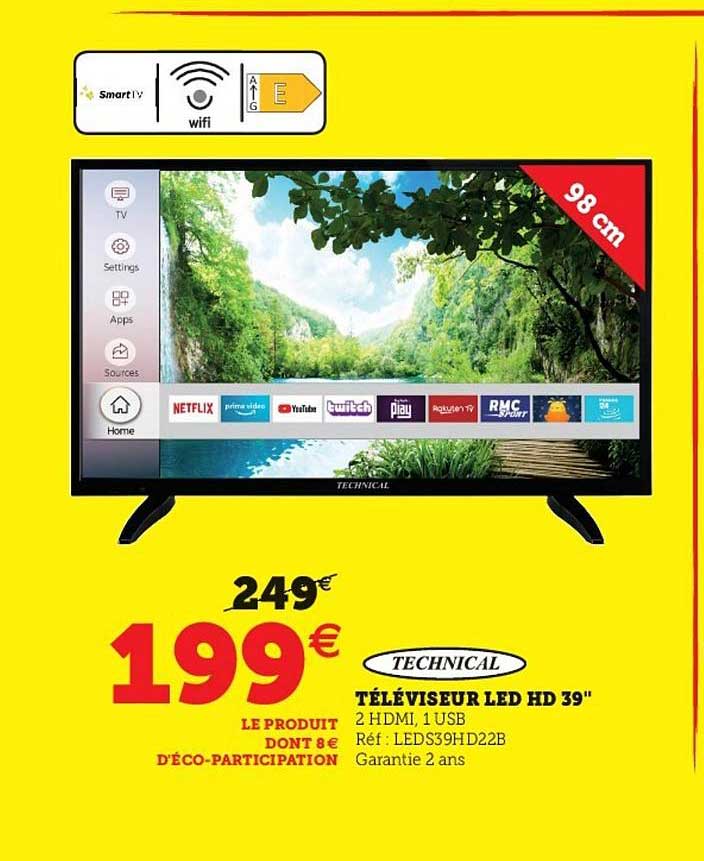 Téléviseur Led Hd 39" Technical