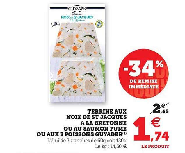 terrine aux noix de st jacques à la bretonne ou au saumon fumé ou aux 3 poissons guyarder