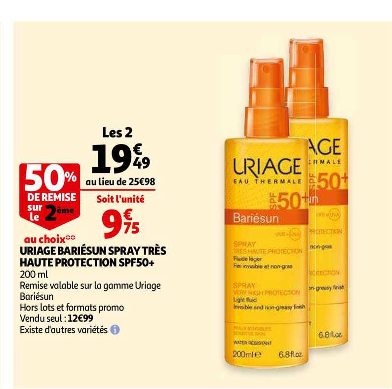 uriage bariésun spray très haute protection spf50+
