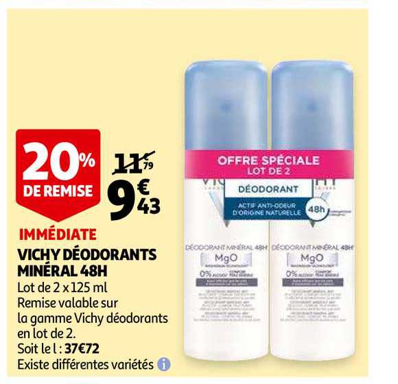vichy déodorants minéral 48h