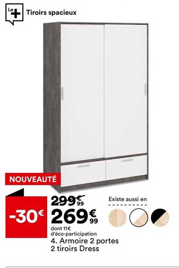 armoire 2 portes 2 tiroirs dress