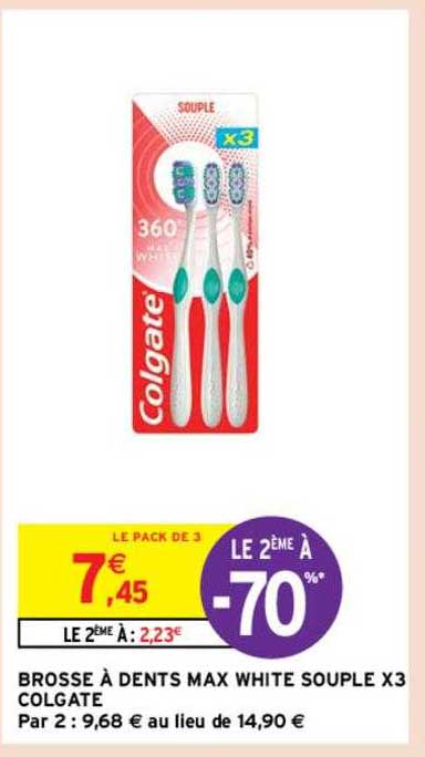Brosse à Dents Max White Souple X 3 Colgate