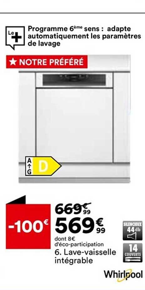 lave-vaisselle intégrable whirlpool