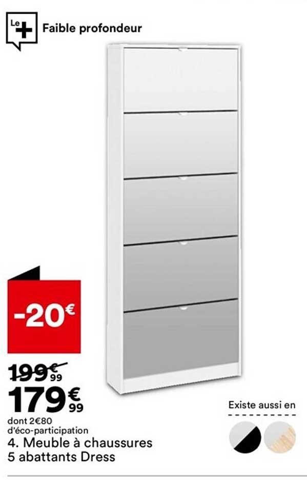 meuble à chaussures 5 abattants dress