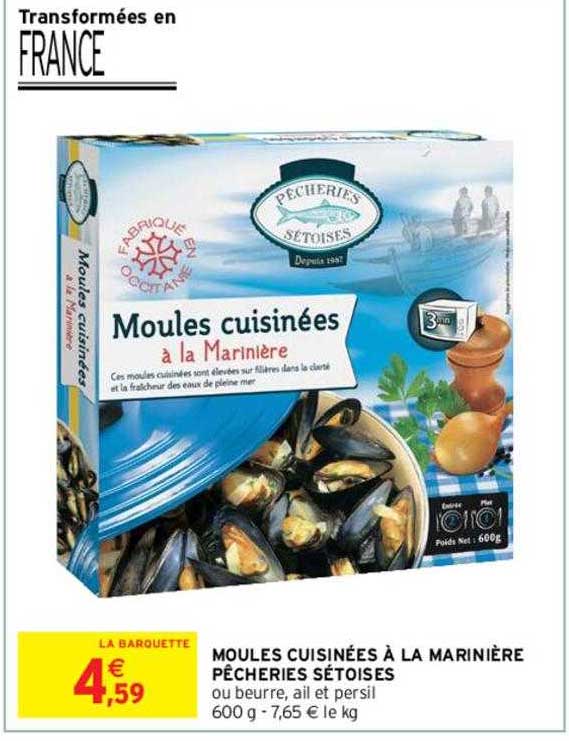 moules cuisinées à la marinière pêcheries sétoises