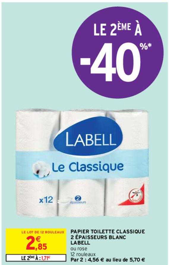 papier toilette classique 2 épaisseurs blanc labell