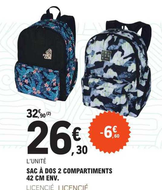 sac à dos 2 compartiments 42 cm env