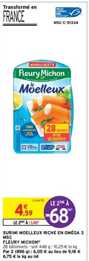 Surimi Moelleux Riche En Oméga 3 Msc Fleury Michon