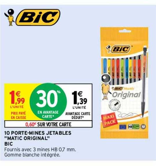 10 porte-mines jetables "matic original" bic