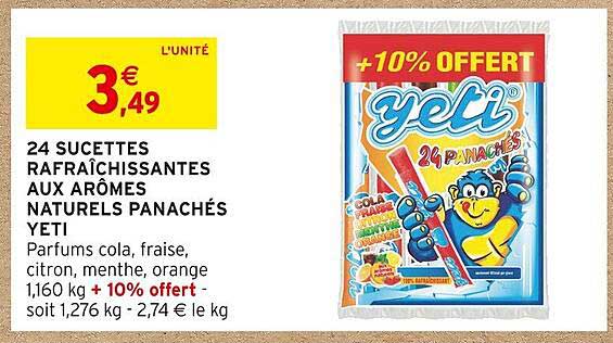 24 Sucettes Rafraîchissantes Aux Arômes Naturels Panachés Yeti