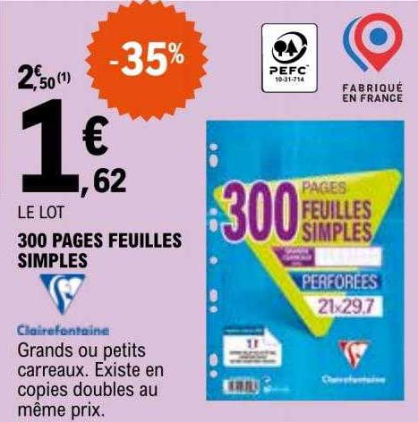 300 Pages Feuilles Simples Clairefontaine