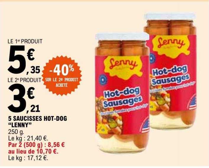 5 saucisses hot-dog "lenny"