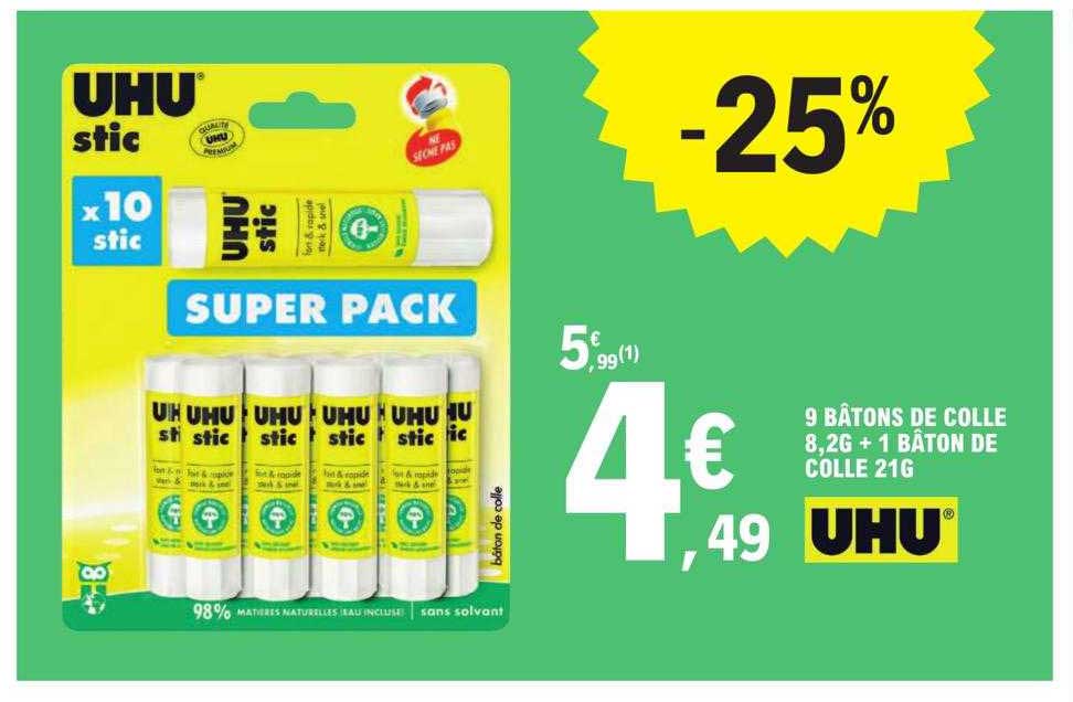 9 Bâtons De Colle 8,2 G + 1 Bâton De Colle 21g Uhu