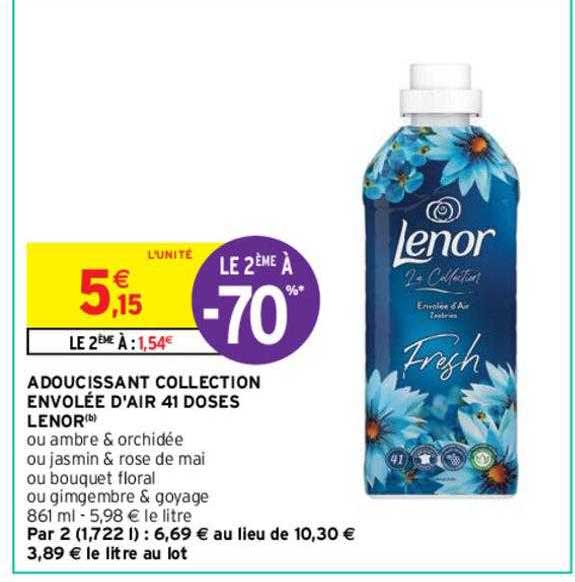 adoucissant collection envolée d'air 41 doses lenor