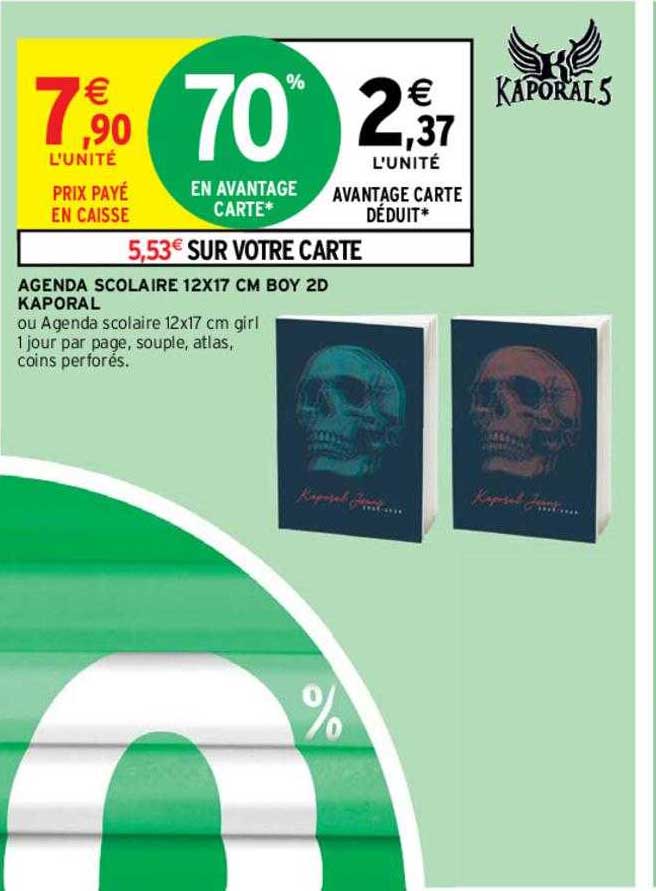 agenda scolaire 12 x 17 cm boy 2d kaporal
