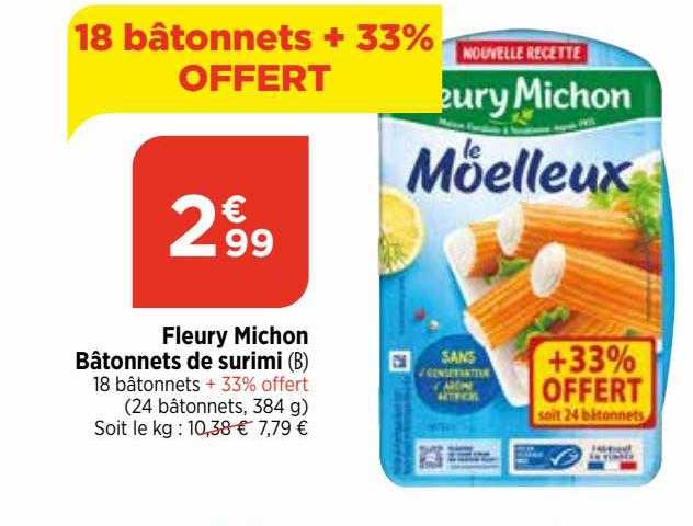 bâtonnets de surimi fleury michon