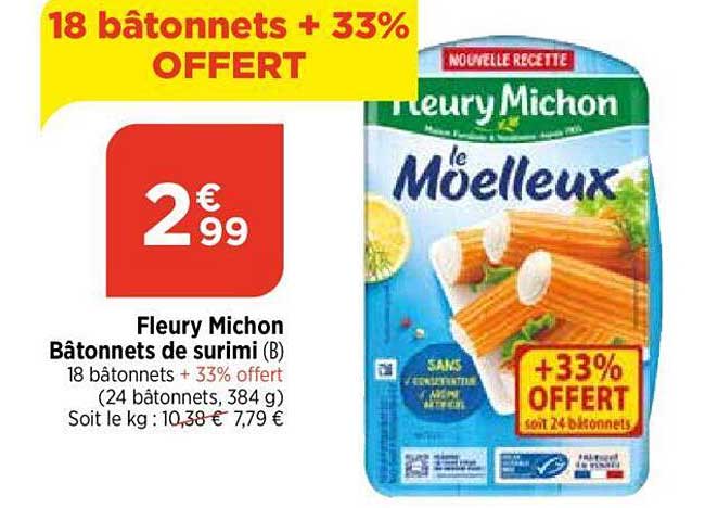 bâtonnets de surimi fleury michon