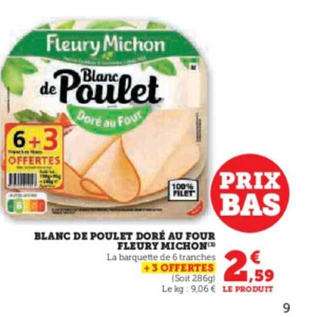 blanc de poulet doré au four fleury michon