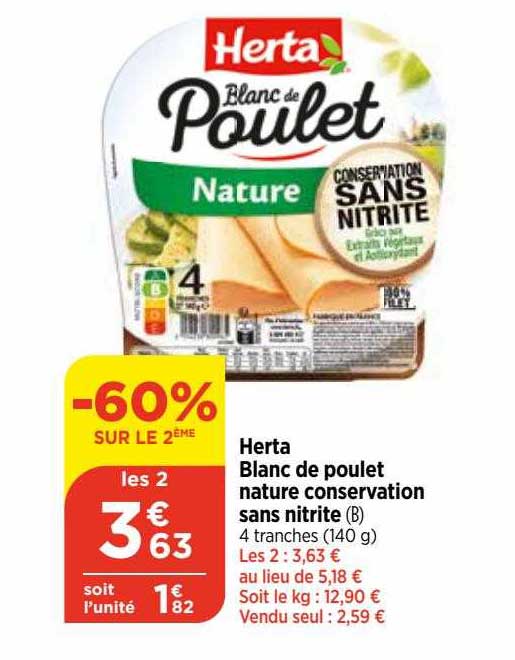 Blanc De Poulet Nature Conservation Sans Nitrite Herta
