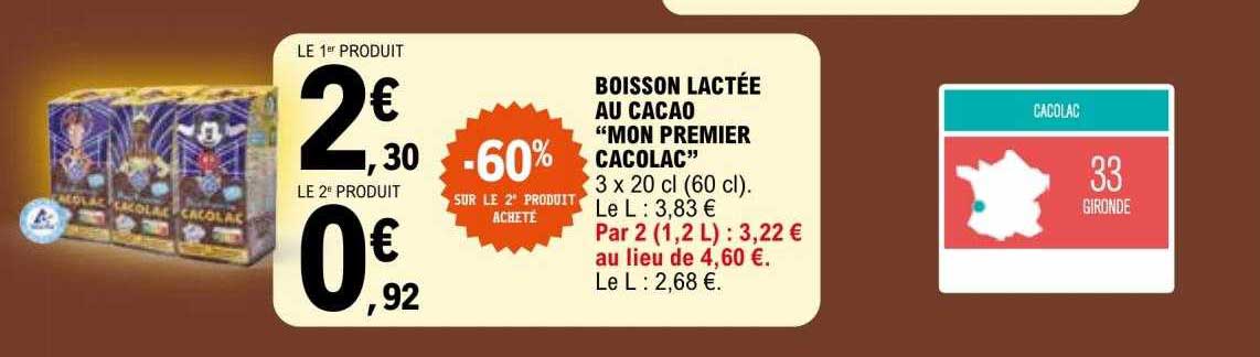 boisson lactée au cacao "mon premier cacolac"
