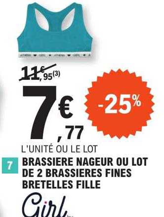 brassière nageur ou lot de 2 brassières fines bretelles fille girl