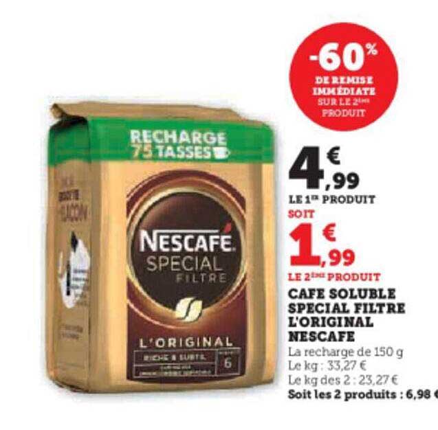 Café Soluble Spécial Filtre L'original Nescafé