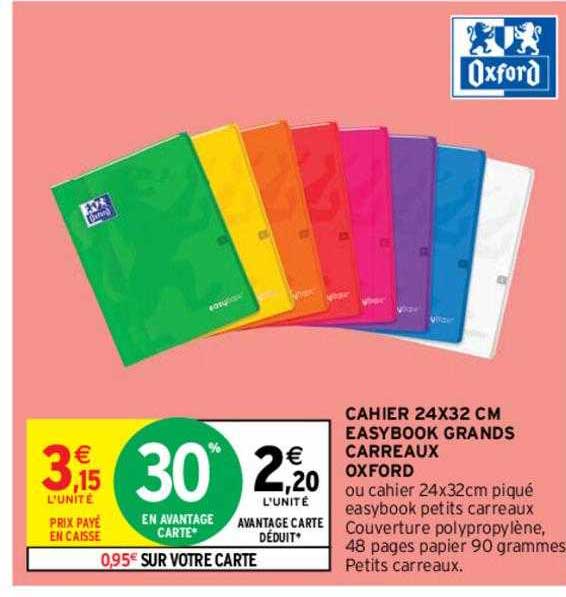 cahier 24 x 32 cm easybook grands carreaux oxford