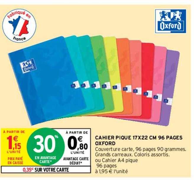 Cahier Pique 17 X 22 Cm 96 Pages Oxford