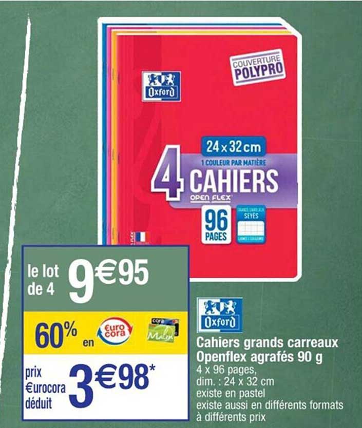 cahiers grands carreaux openflex agrafés 90 g oxford
