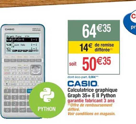 Calculatrice Graphique Graph 35+ E II Python Casion