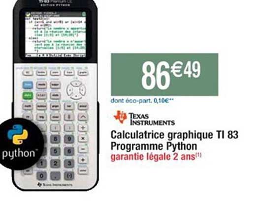 calculatrice graphique ti 83 programme python texas instruments