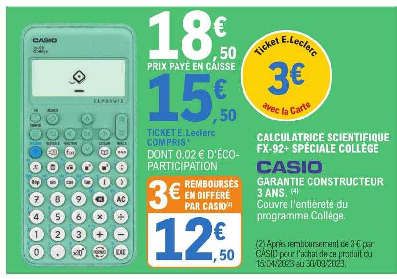 Calculatrice Scientifique Fx-92+ Spéciale Collège Casio