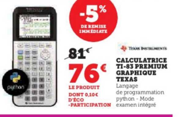 calculatrice ti-83 premium graphique texas