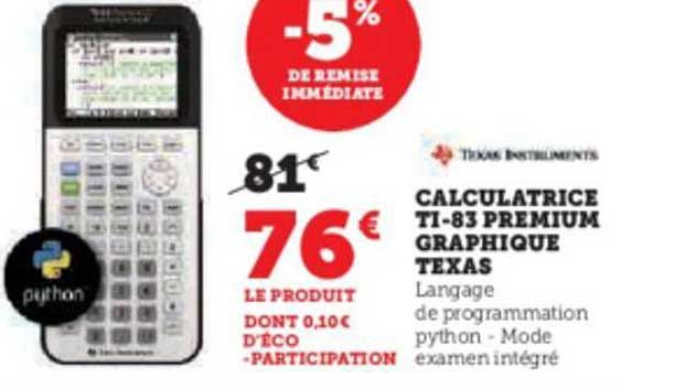 calculatrice ti-83 premium graphique texas