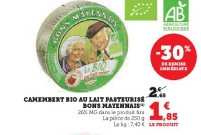 camembert bio au lait pasteurisé bons mayennais