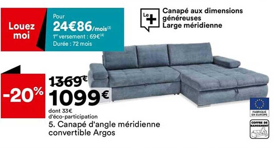 Canapé D'angle Méridienne Convertible Argos