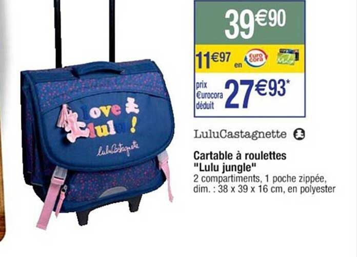 Cartable à Roulettes "lulu Jungle" LuluCastagnette