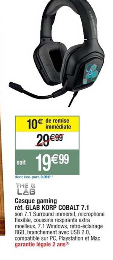 casque gaming réf. glab korp cobalt 7.1