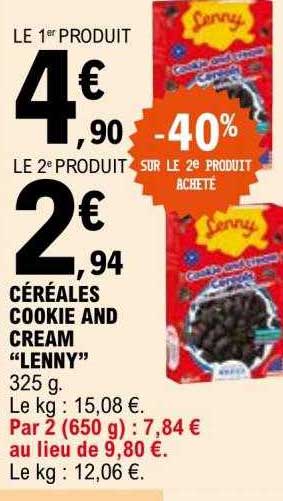 céréales cookie and cream "lenny"