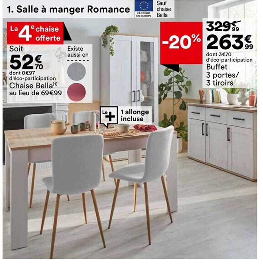 chaise bella, buffet 3 portes/3 tiroirs