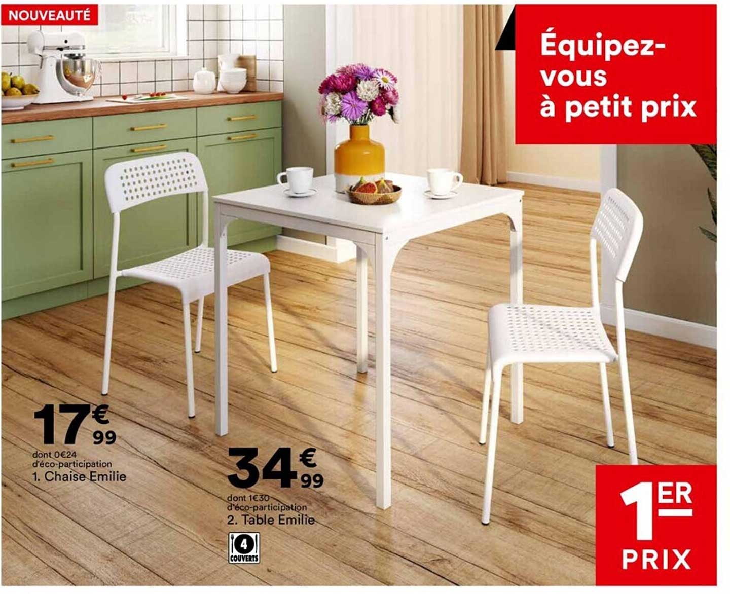 chaise émilie, table émilie