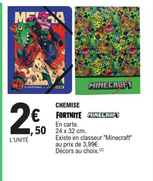 Chemise Fortnite, Minecraft