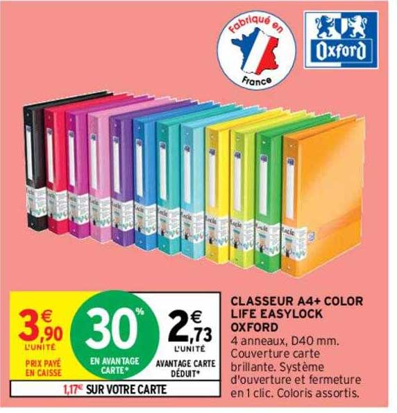classeur A4+ color life easylock oxford