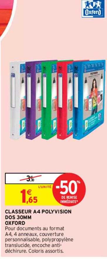 classeur A4 polyvision dos 30mm oxford